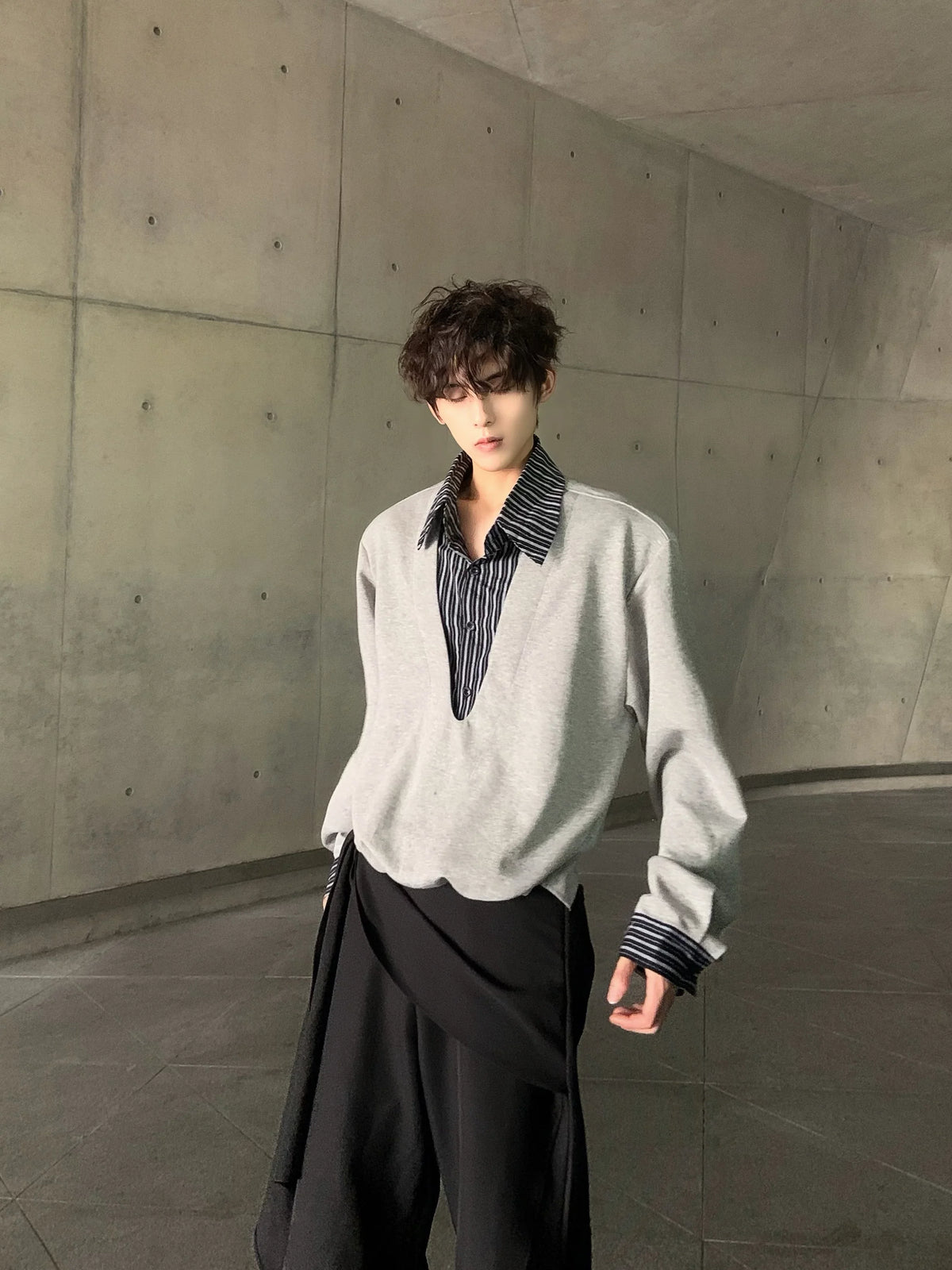 Slate Layered V-Neck Sweater