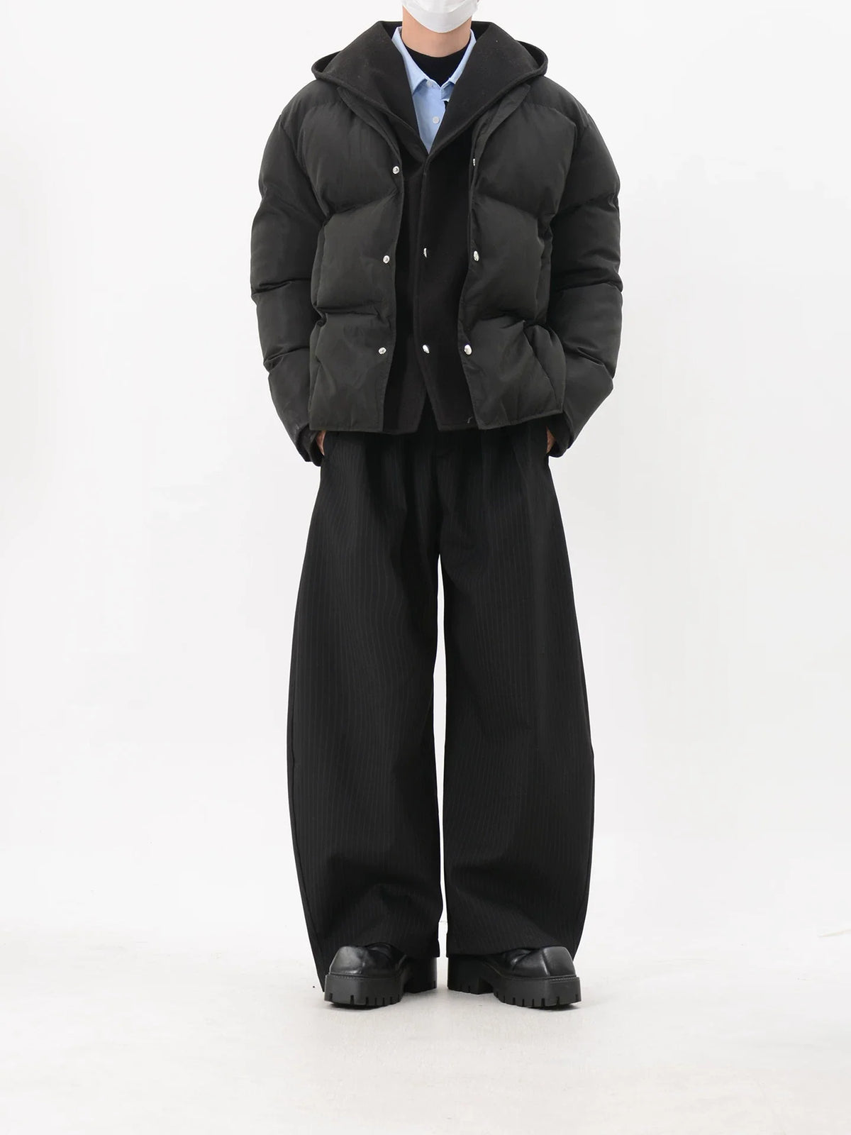 Hooded Snap-Button Puffer Jacket
