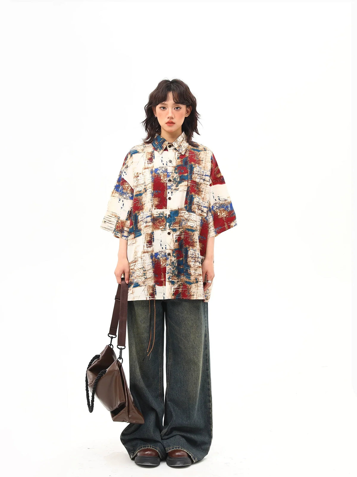 Abstract Print Oversized Shirt