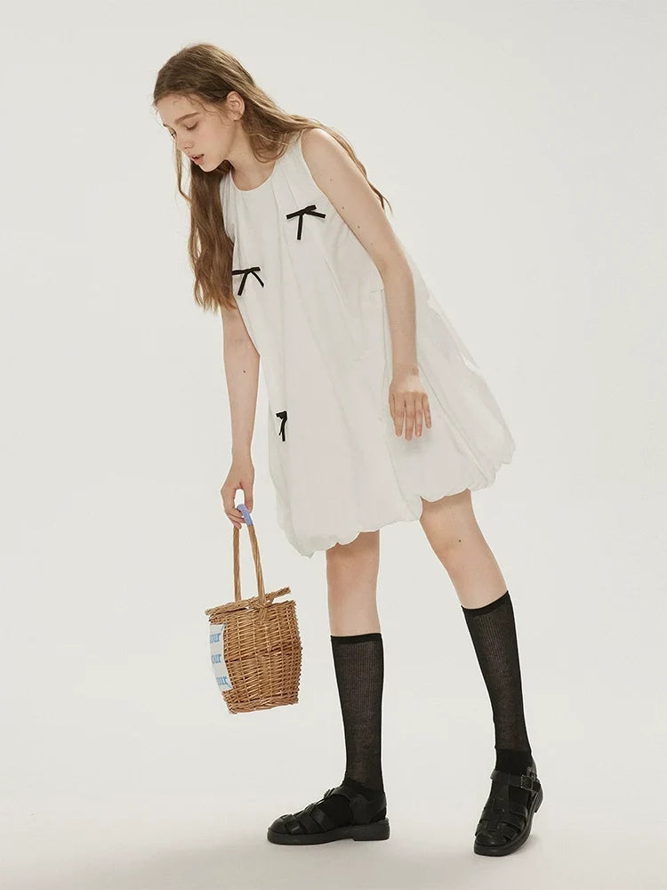 Bow Bubble Sleeveless Summer Dress