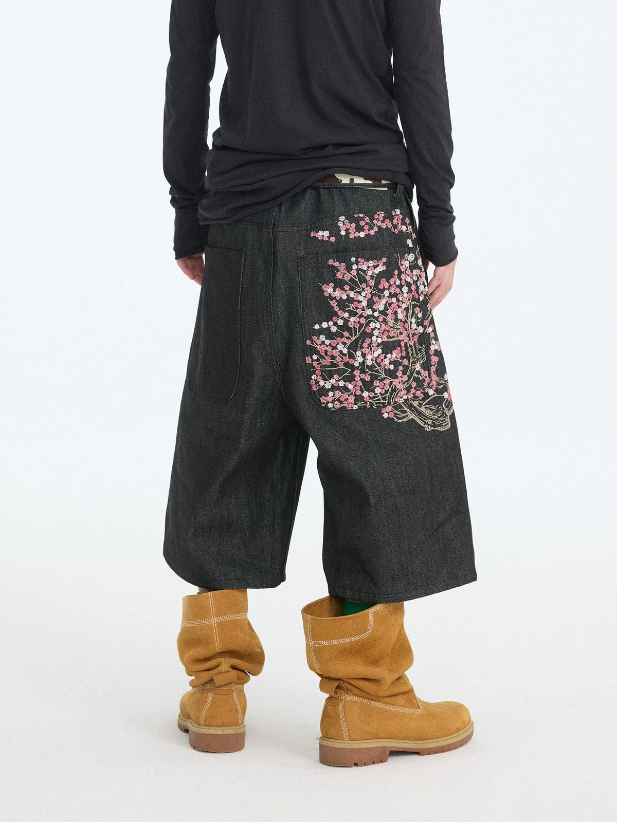 Hanami Bloom Embroidered Denim Shorts