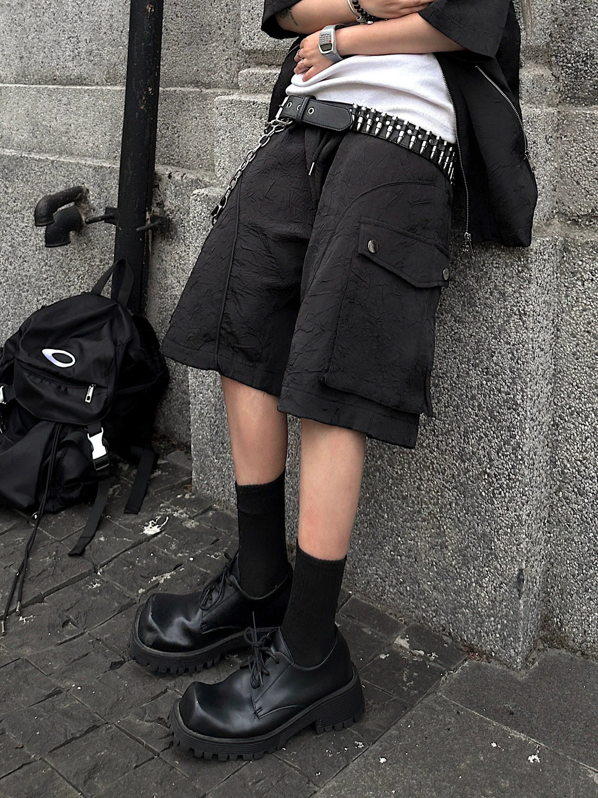 Men's Wrinkle-Texture Cargo Shorts