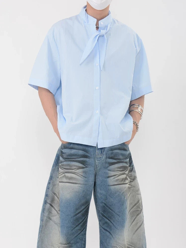 Skyband Knot Collar Shirt