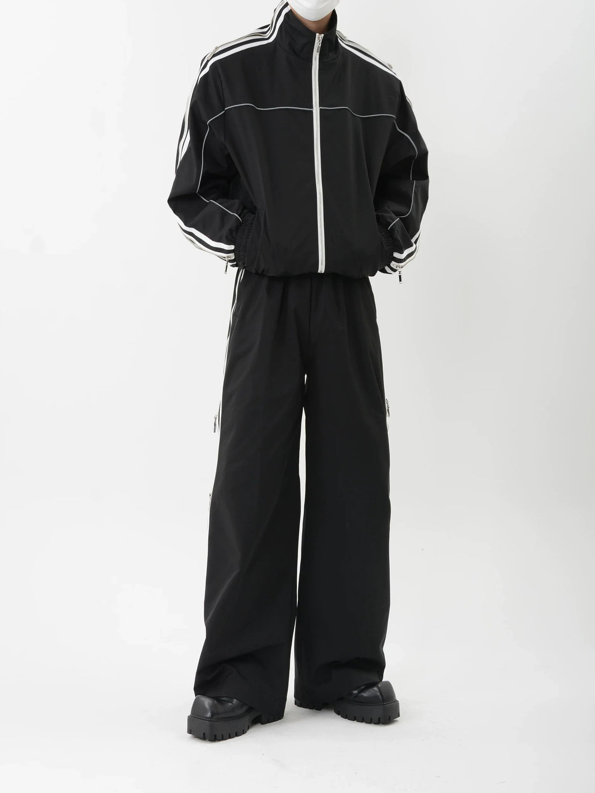 Circuit Stripe Track Jacket & Wide-Leg Pants