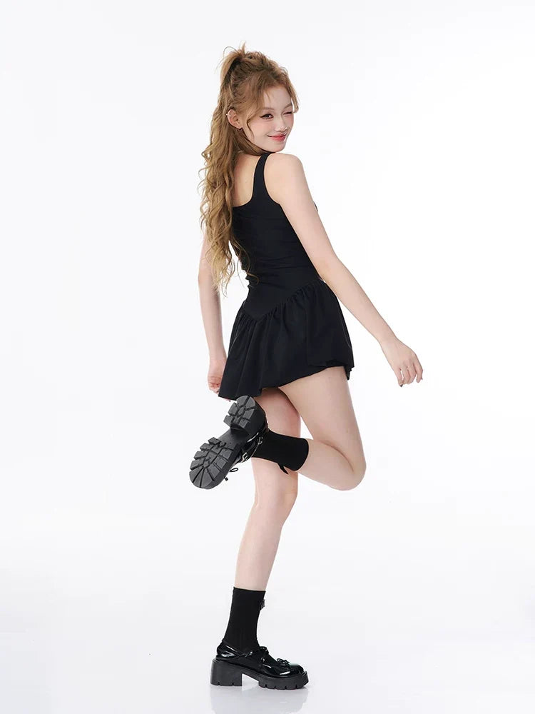Midnight Ballet Bow Skater Swim Dress