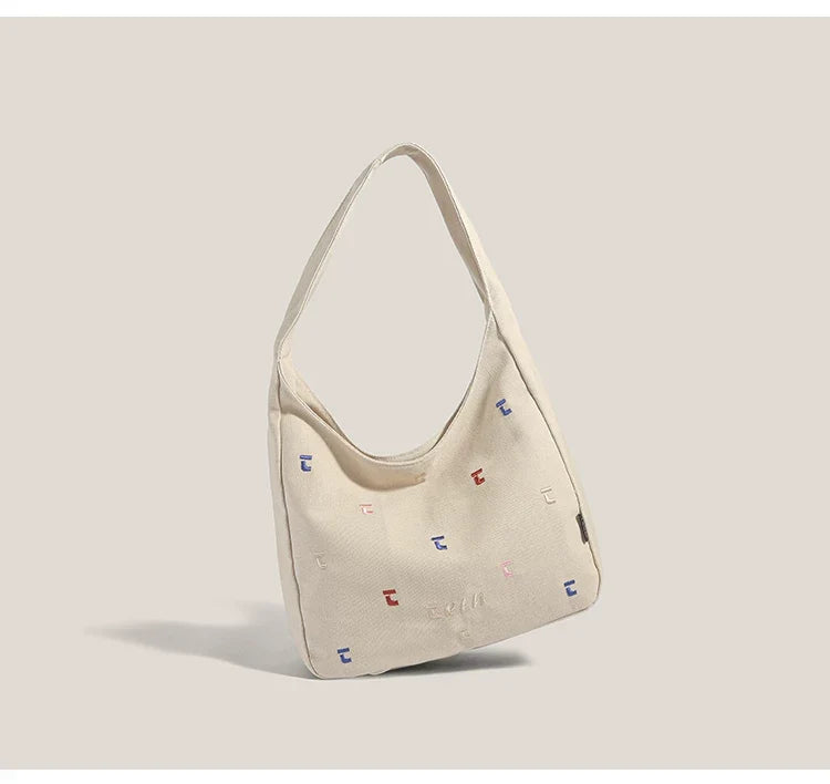 Confetti Stitch Canvas Hobo Bag