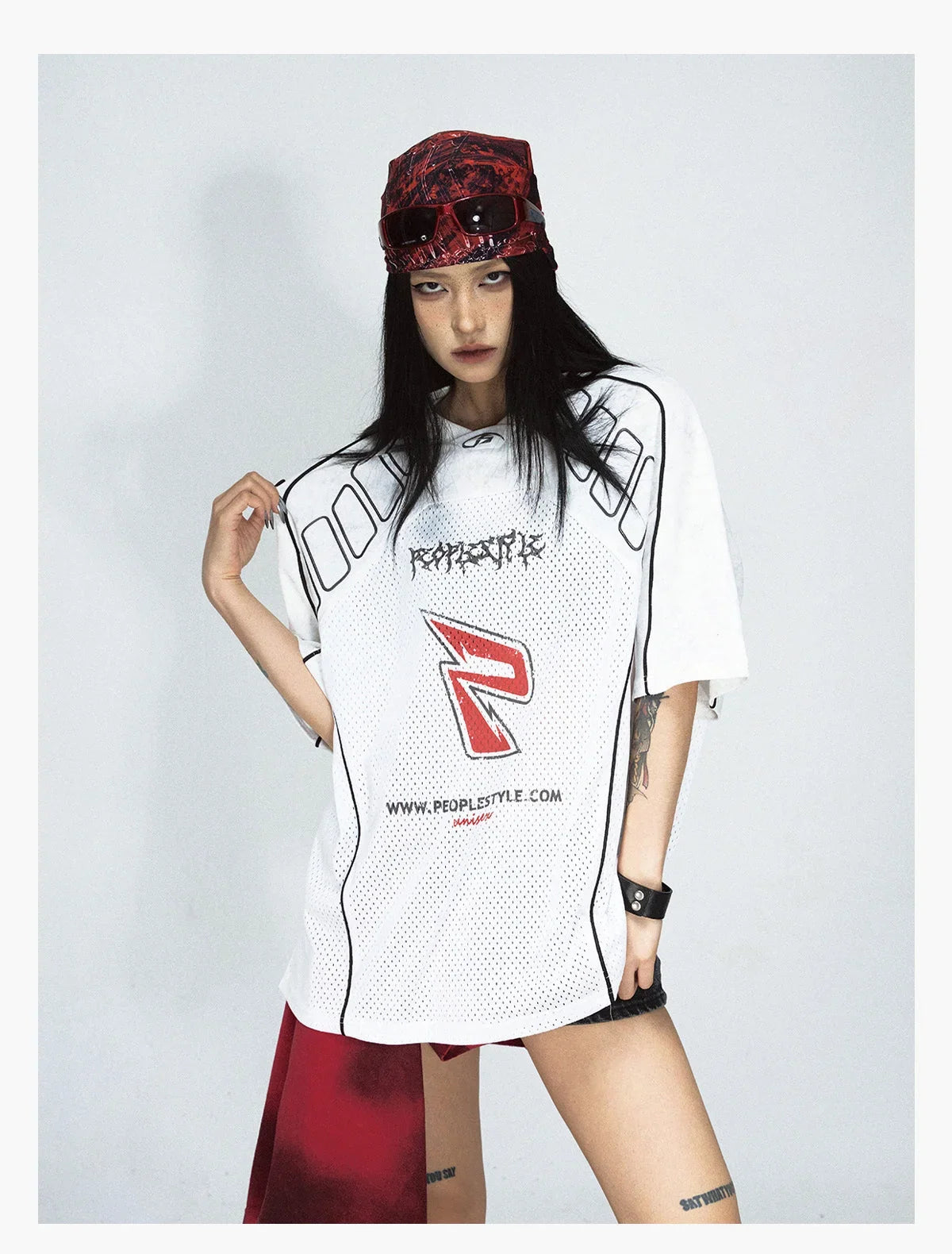 Mesh Logo Oversized Jersey T-Shirt