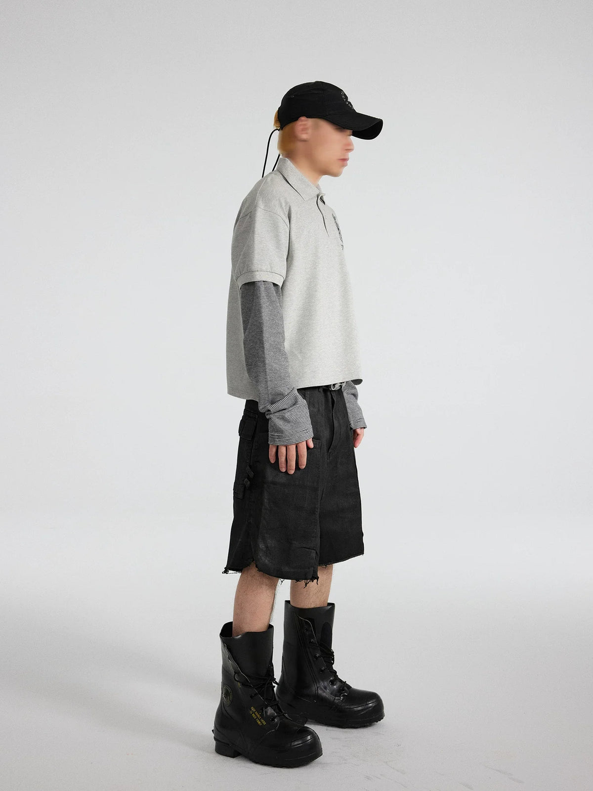 Voidline Fray-Hem Satchel Shorts
