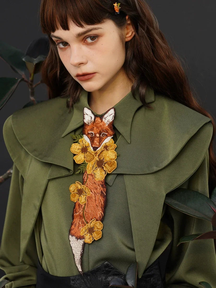 Foxy Flora Embroidered Necktie