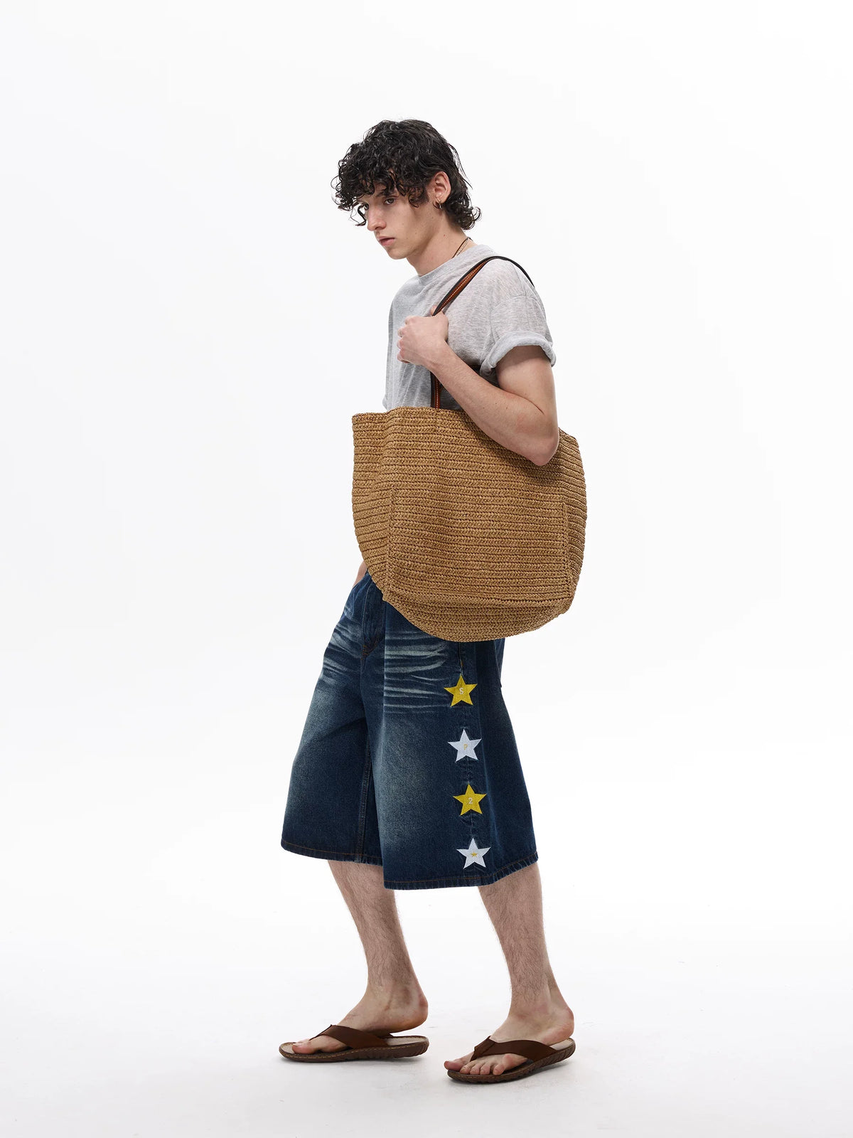 Starlane Spray Wide Denim Shorts