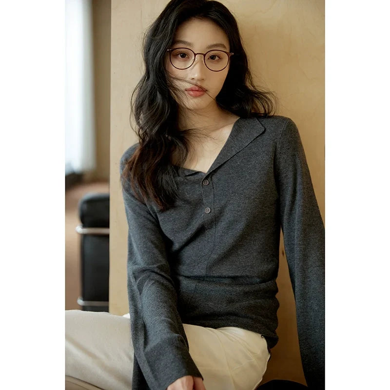 Collar V-neck Knitted Sweater