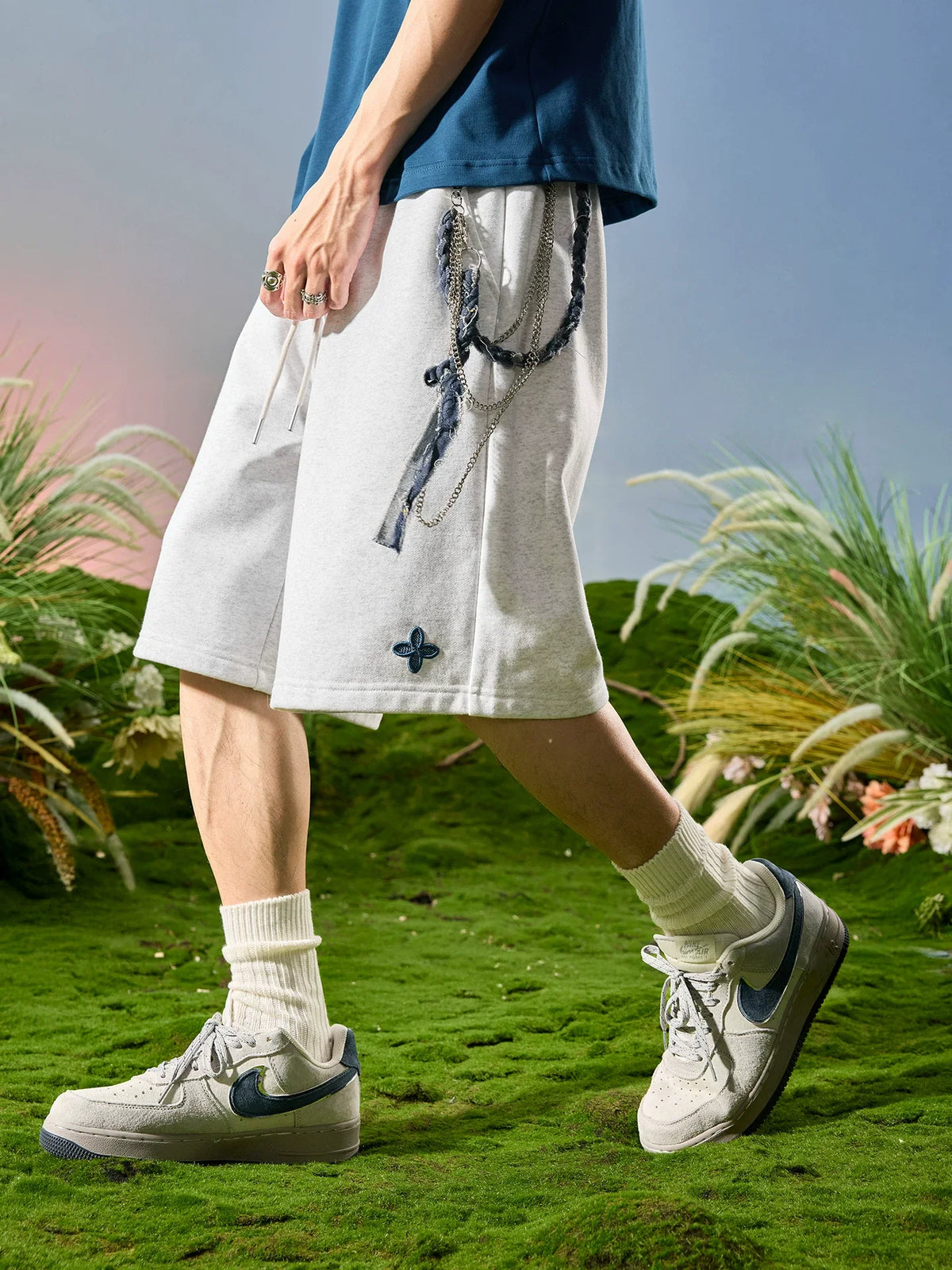 Clover Embroidered Lounge Sweat Shorts