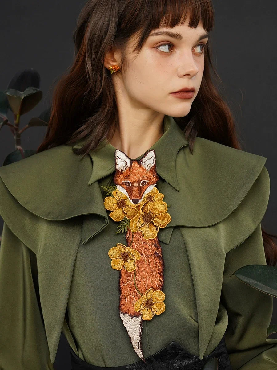 Foxy Flora Embroidered Necktie
