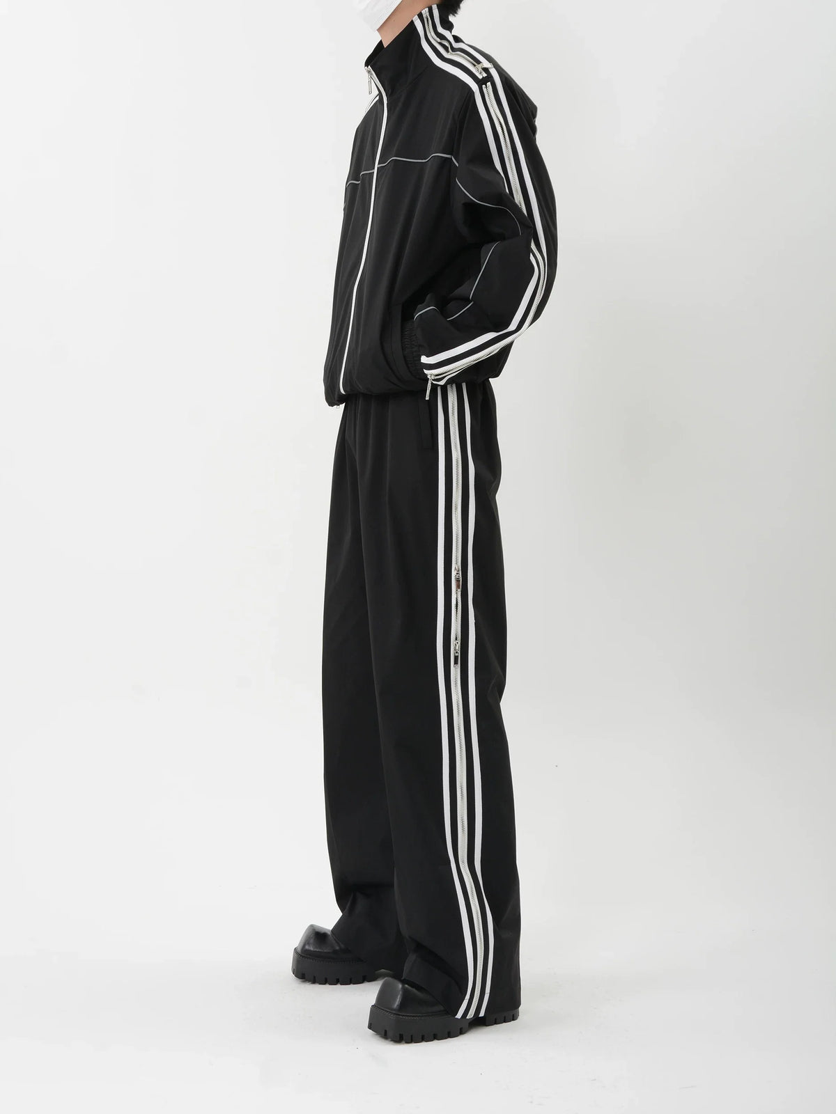 Circuit Stripe Track Jacket & Wide-Leg Pants
