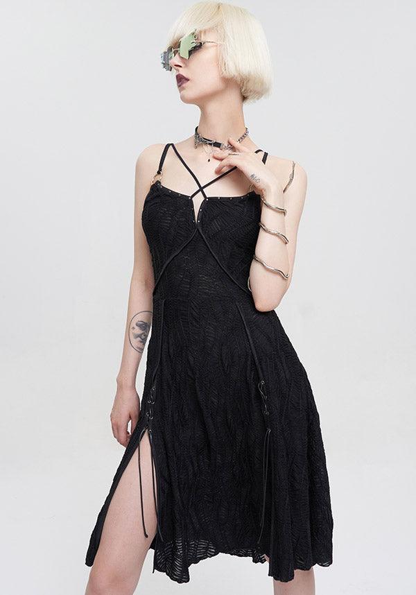 Devil Fashion Black Gothic Lace Slip Dress