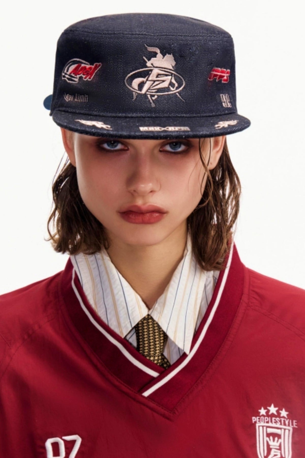 Men's Embroidered Denim Equestrian Hat