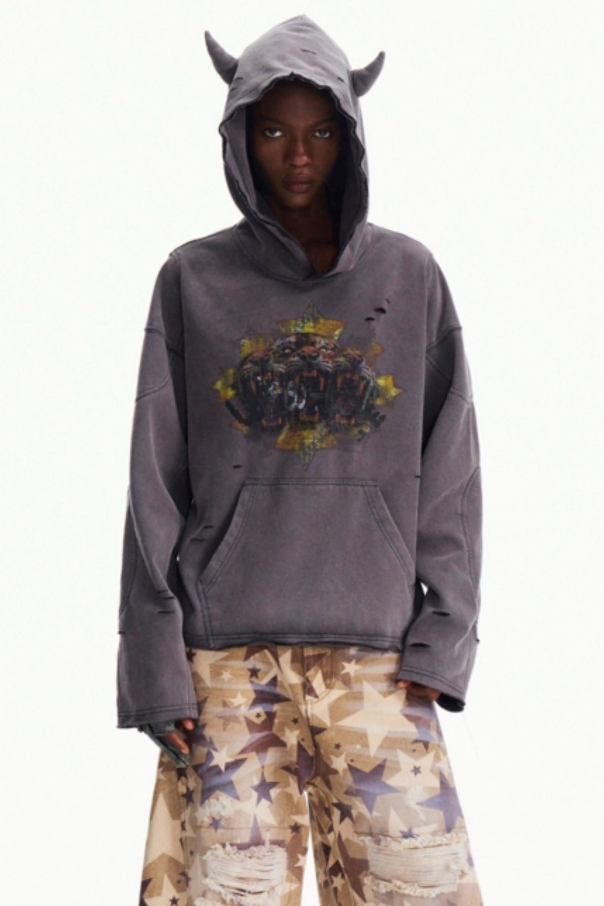 Men's Gray Hooded Sweatshirt