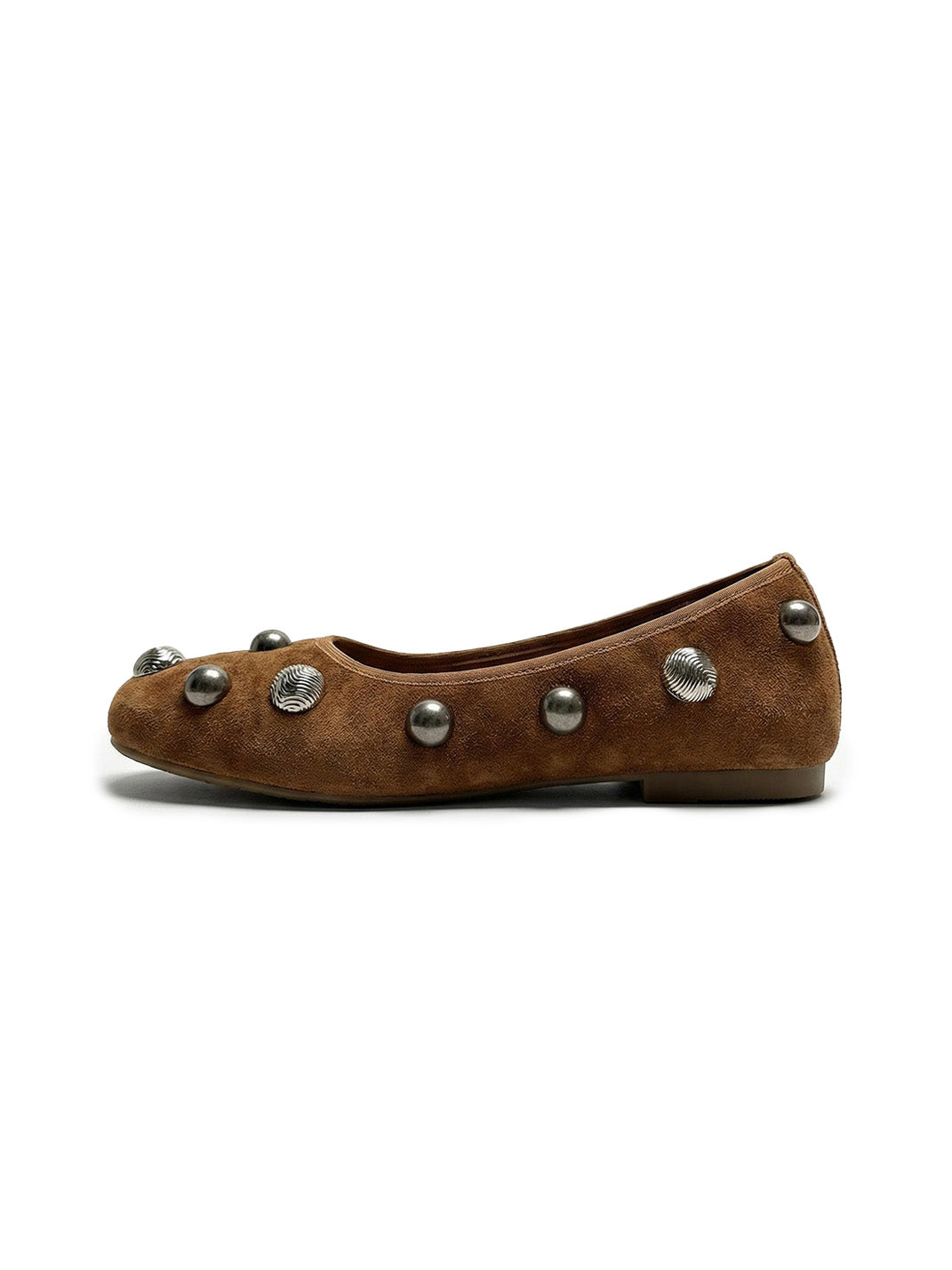 ABstract Garden Brown Crystal-Stud Suede-Look Ballet Flats