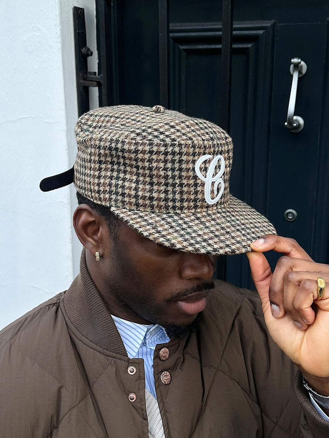 C-Embroidered Flat-Crown Cap