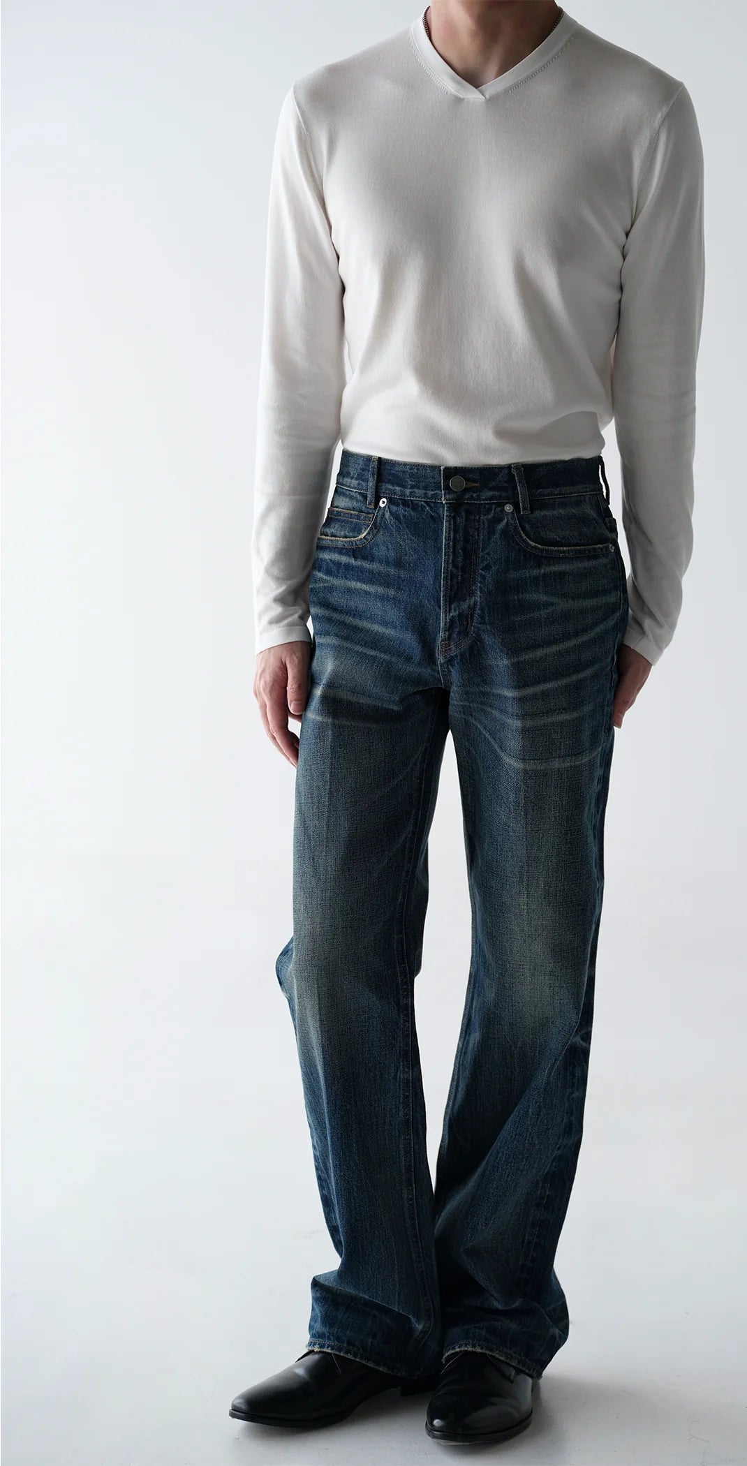 Overlapping V-Neck Lyocell-Blend Sweater