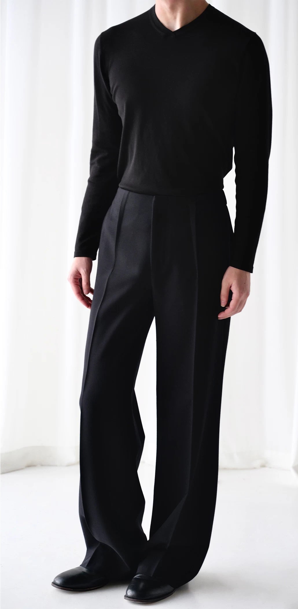 Overlapping V-Neck Lyocell-Blend Sweater
