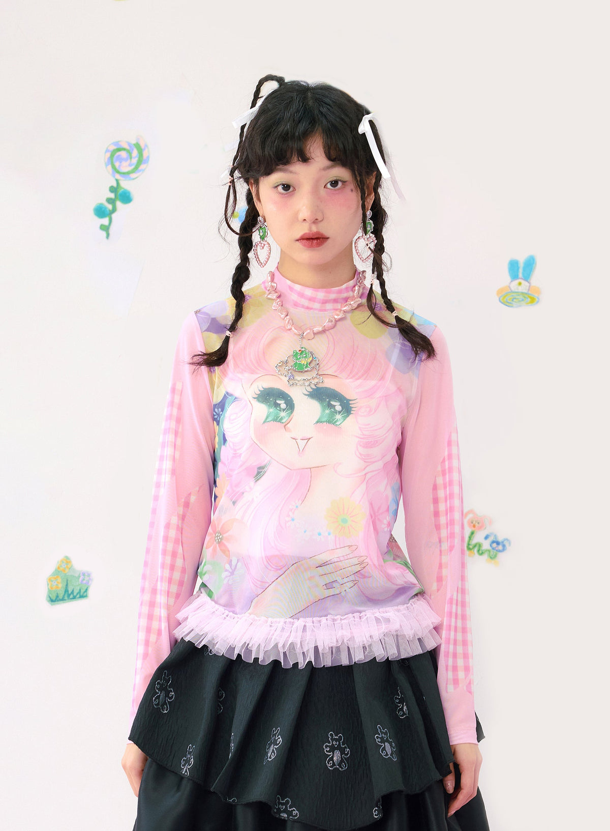 Pink Princess Gingham Tulle Top