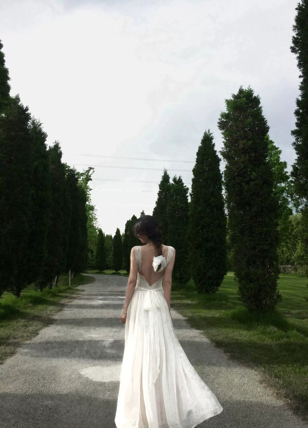Ivory Lace Open-Back Maxi Dress
