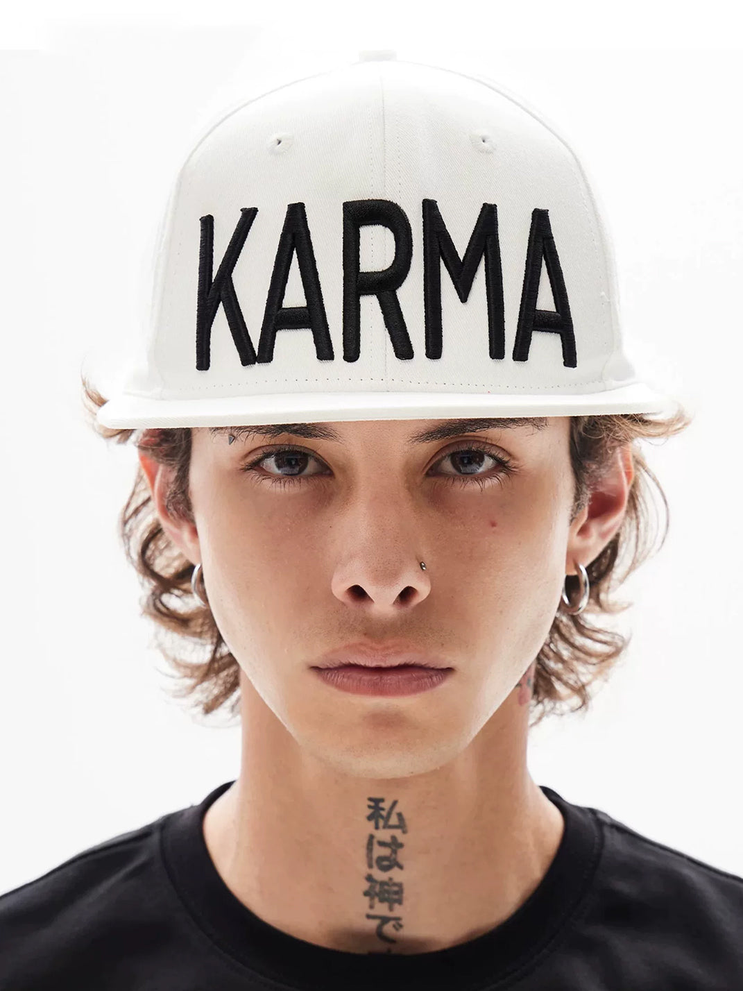 Embroidered Letter Structured Flat-Brim Cap