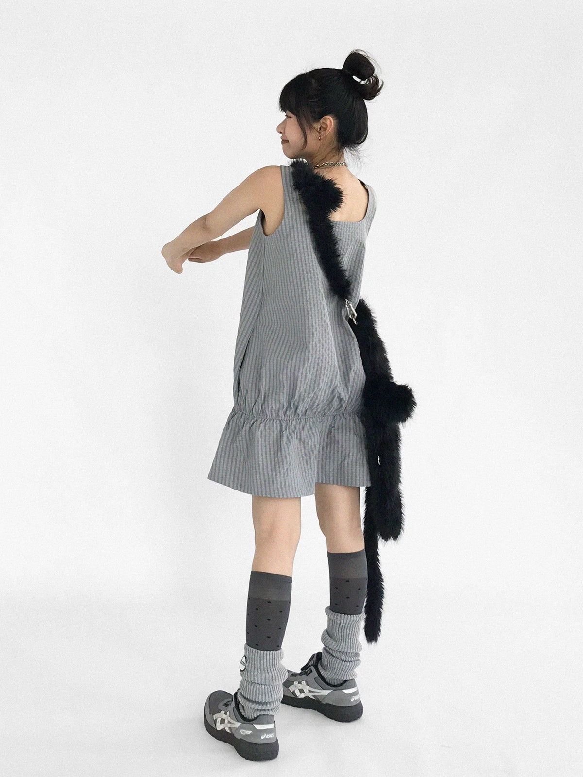 Ruffled Plaid Pinafore Dress