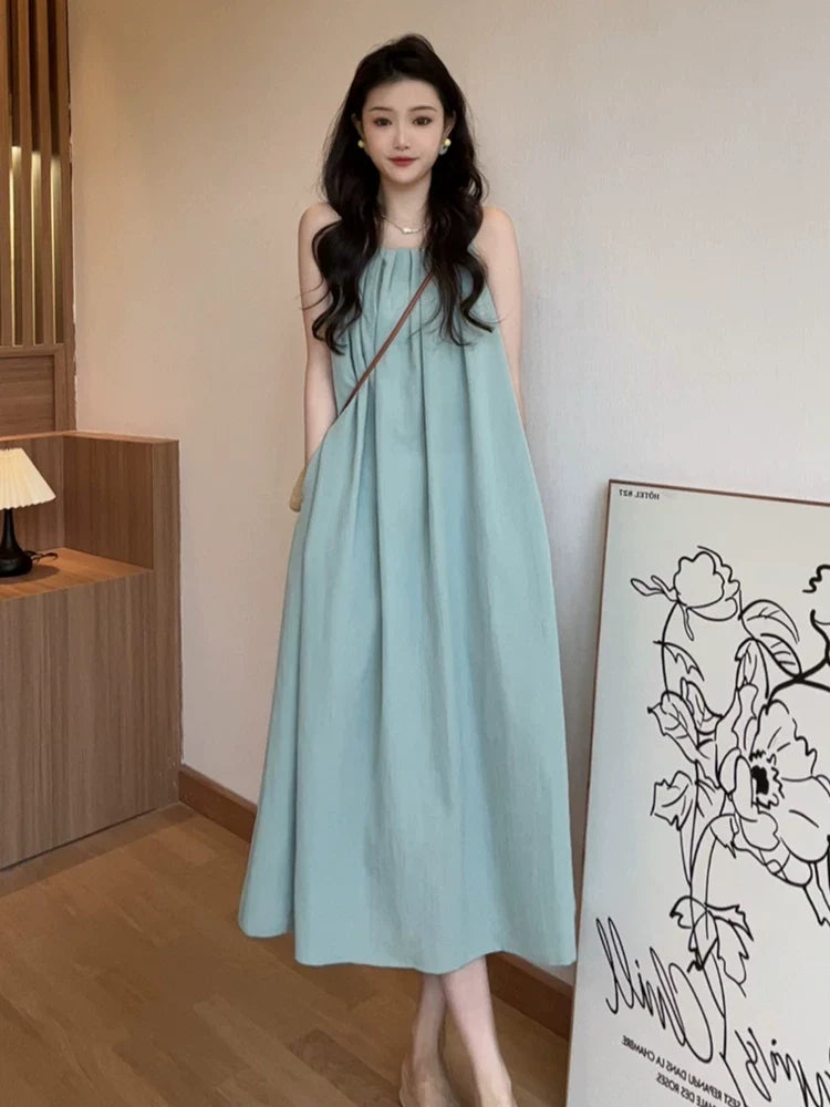 Halter-Neck Beach Maxi Dress