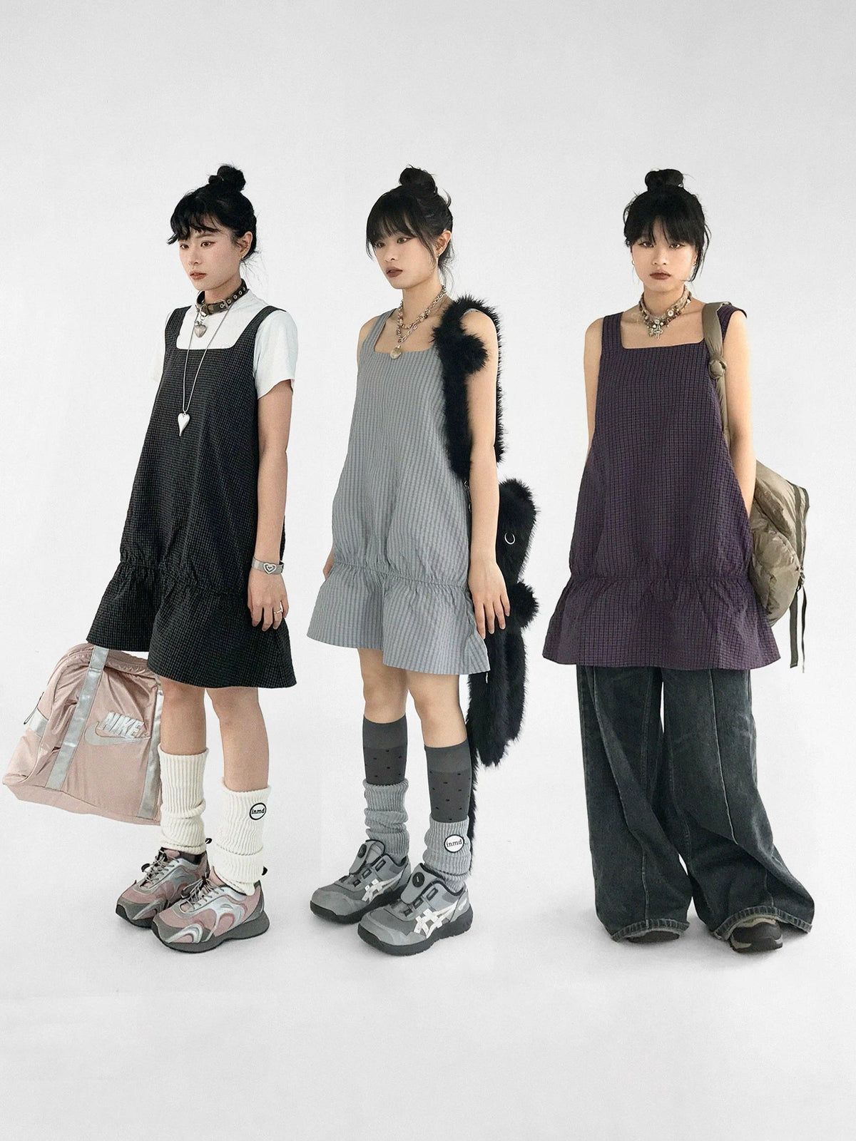 Ruffled Plaid Pinafore Dress