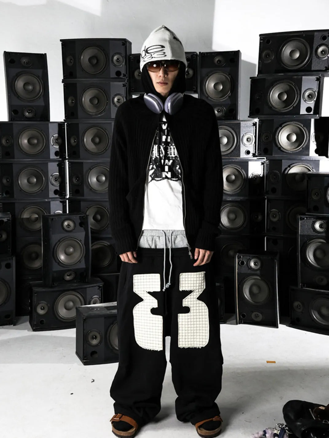 Applique Double-Waist Pleated Sweatpants