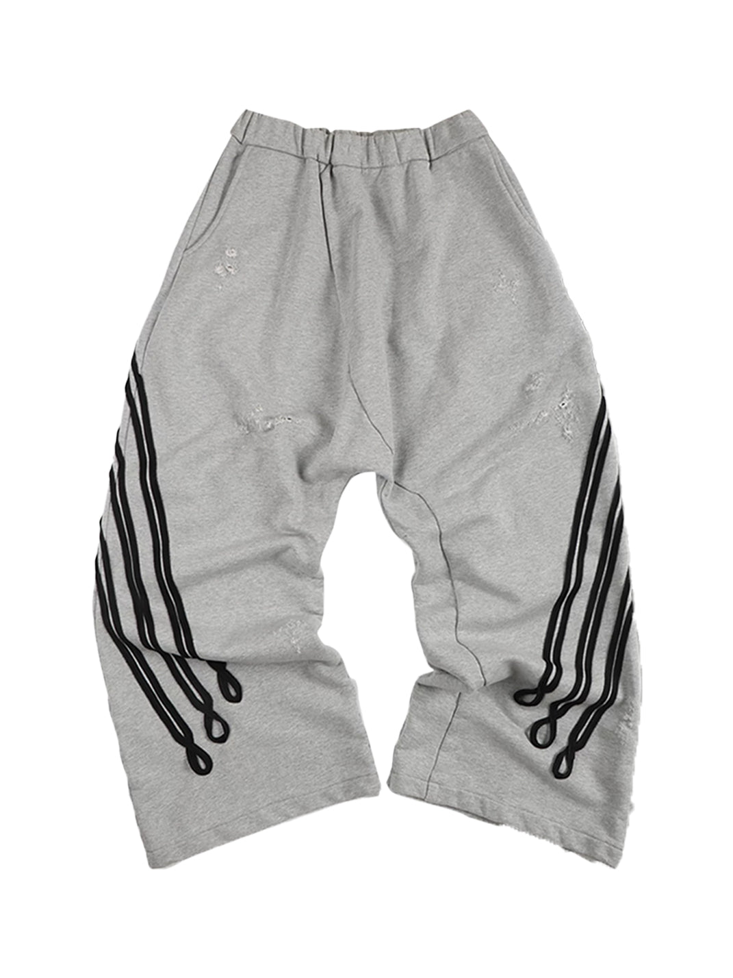 Looped Tape-Trim Curved-Leg Cotton Sweatpants