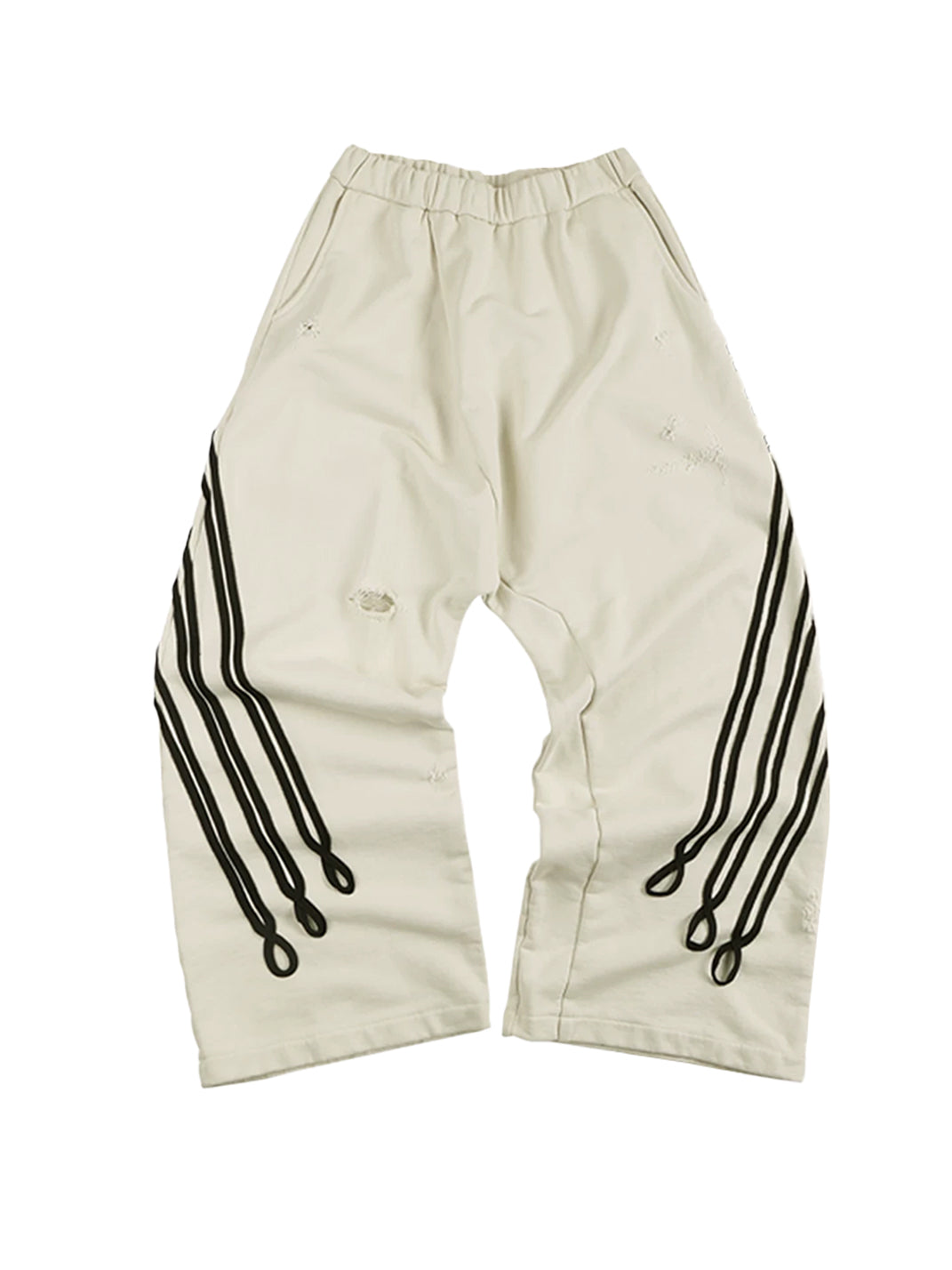 Looped Tape-Trim Curved-Leg Cotton Sweatpants
