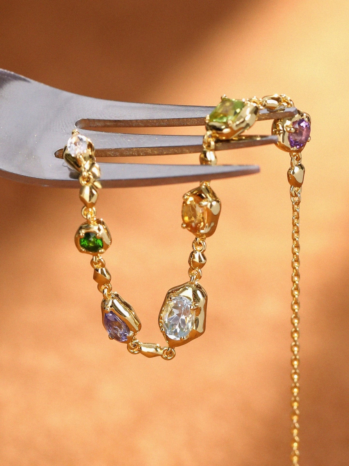 Mixed Gemstone Adjustable Bracelet