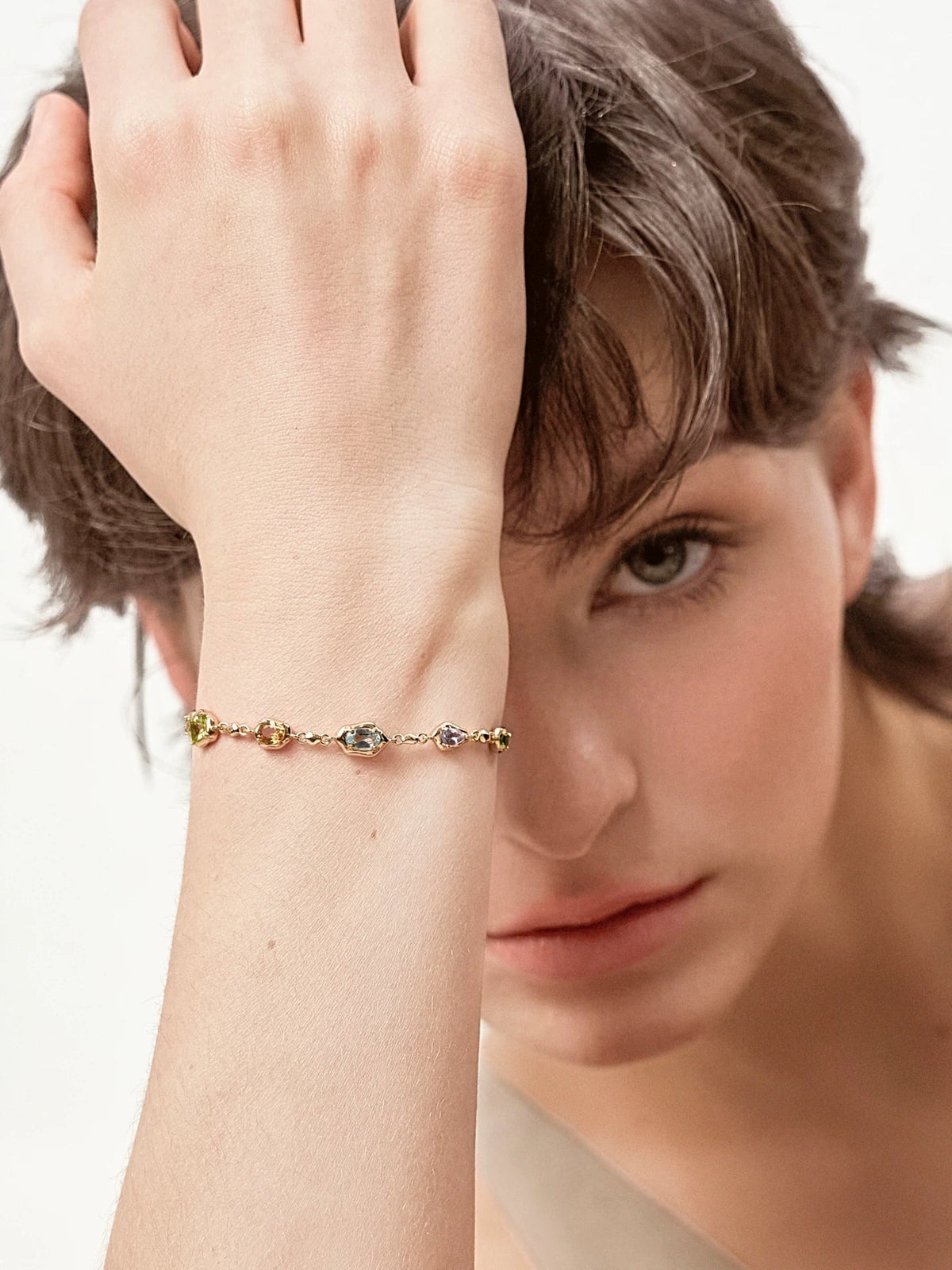 Mixed Gemstone Adjustable Bracelet